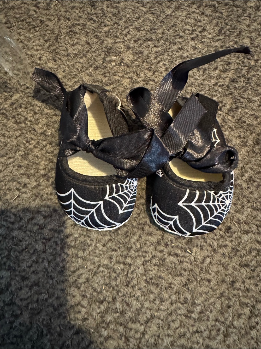 Black Spiderweb Ballet Flats for Kids